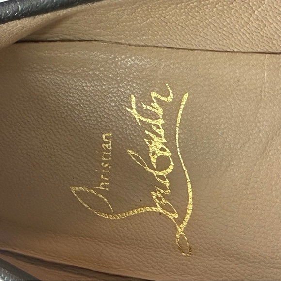 Christian Louboutin Ballerina Flats Black Leather Red Sole Bow Square Toe 34.5 - Picture 8 of 9